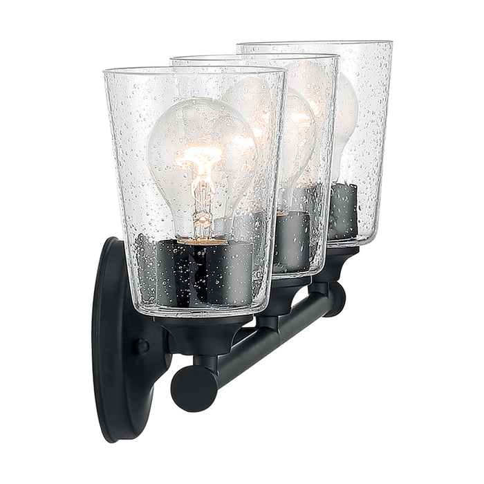 SATCO/NUVO Bransel 3-Light Vanity Fixture Matte Black Finish With Clear Seeded Glass (60-7283)