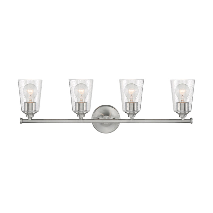 SATCO/NUVO Bransel 4-Light Vanity Fixture Brushed Nickel Finish With Clear Seeded Glass (60-7184)