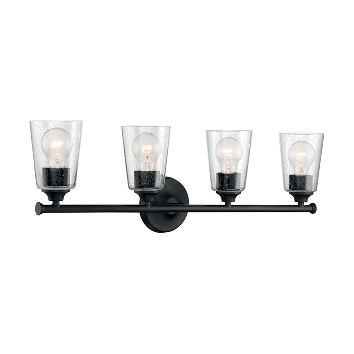 SATCO/NUVO Bransel 4-Light Vanity Fixture Matte Black Finish With Clear Seeded Glass (60-7284)