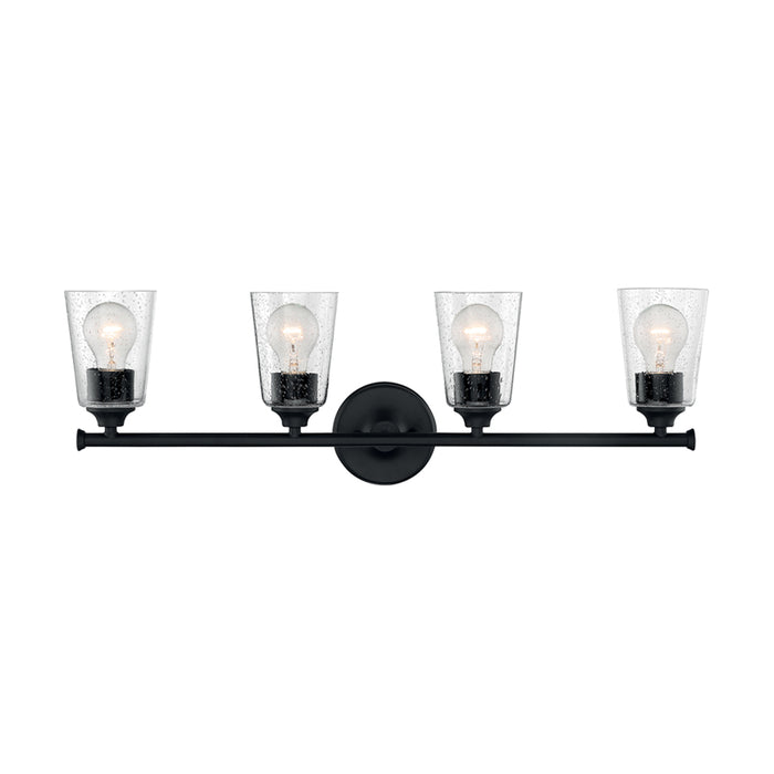 SATCO/NUVO Bransel 4-Light Vanity Fixture Matte Black Finish With Clear Seeded Glass (60-7284)