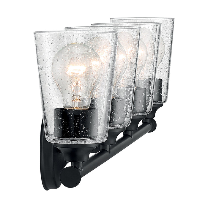 SATCO/NUVO Bransel 4-Light Vanity Fixture Matte Black Finish With Clear Seeded Glass (60-7284)