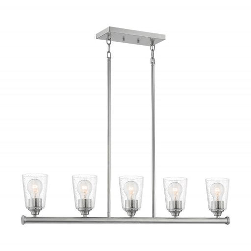 SATCO/NUVO Bransel 5-Light Island Pendant Fixture Brushed Nickel Finish With Clear Seeded Glass (60-7186)