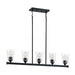 SATCO/NUVO Bransel 5-Light Island Pendant Fixture Matte Black Finish With Clear Seeded Glass (60-7286)