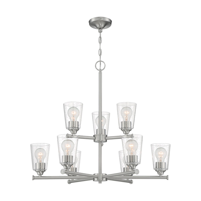 SATCO/NUVO Bransel 9-Light Chandelier Fixture Brushed Nickel Finish With Clear Seeded Glass (60-7189)