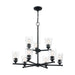 SATCO/NUVO Bransel 9-Light Chandelier Fixture Matte Black Finish With Clear Seeded Glass (60-7289)
