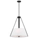 SATCO/NUVO Brewster 3 Light Pendant Black Finish Faux Leather Wrapped Straps White Textile Shade (60-7696)