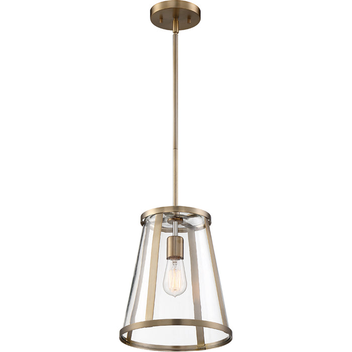 SATCO/NUVO Bruge 1-Light Pendant Fixture Burnished Brass Finish With Clear Glass (60-6697)