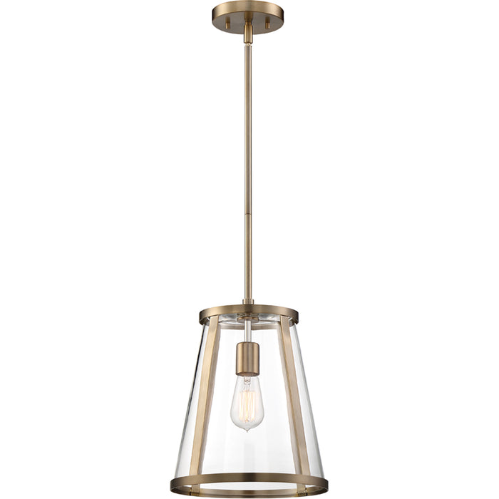 SATCO/NUVO Bruge 1-Light Pendant Fixture Burnished Brass Finish With Clear Glass (60-6697)