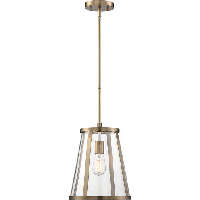 SATCO/NUVO Bruge 1-Light Pendant Fixture Burnished Brass Finish With Clear Glass (60-6697)