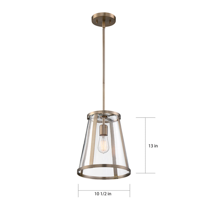 SATCO/NUVO Bruge 1-Light Pendant Fixture Burnished Brass Finish With Clear Glass (60-6697)