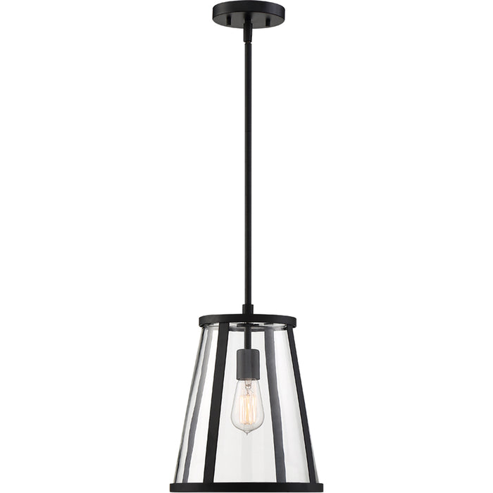 SATCO/NUVO Bruge 1-Light Pendant Fixture Matte Black Finish With Clear Glass (60-6699)