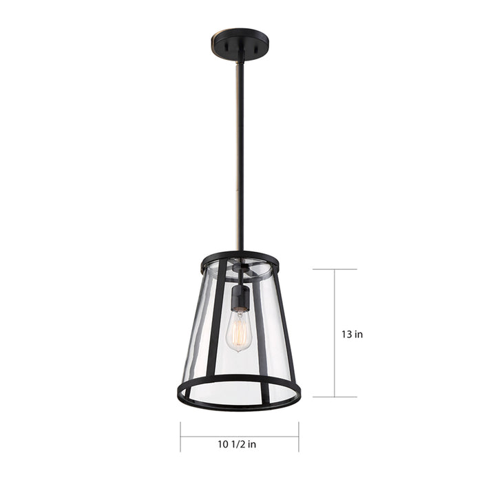 SATCO/NUVO Bruge 1-Light Pendant Fixture Matte Black Finish With Clear Glass (60-6699)