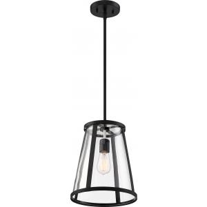 SATCO/NUVO Bruge 1-Light Pendant Fixture Matte Black Finish With Clear Glass (60-6699)