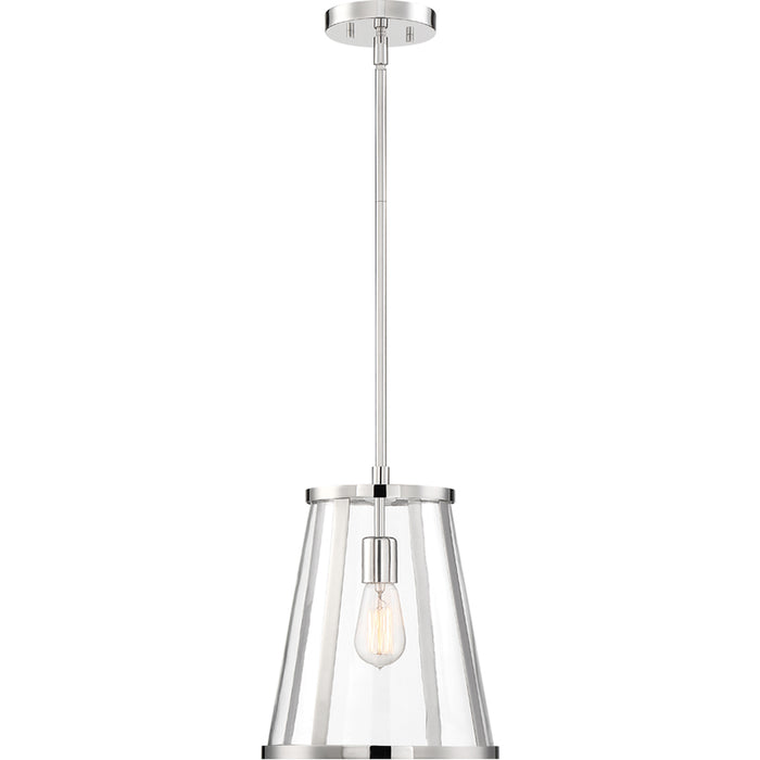 SATCO/NUVO Bruge 1-Light Pendant Fixture Polished Nickel Finish With Clear Glass (60-6698)