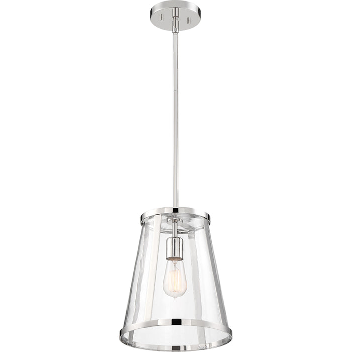 SATCO/NUVO Bruge 1-Light Pendant Fixture Polished Nickel Finish With Clear Glass (60-6698)