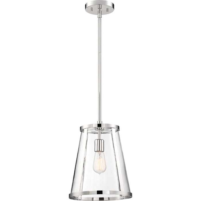 SATCO/NUVO Bruge 1-Light Pendant Fixture Polished Nickel Finish With Clear Glass (60-6698)