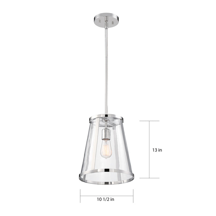 SATCO/NUVO Bruge 1-Light Pendant Fixture Polished Nickel Finish With Clear Glass (60-6698)