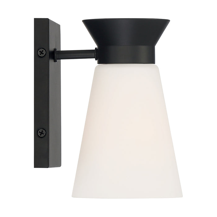 SATCO/NUVO Caleta 1-Light Wall Sconce Fixture Black Finish With Frosted Cylindrical Glass (60-7311)