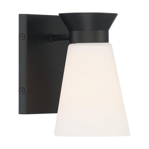 SATCO/NUVO Caleta 1-Light Wall Sconce Fixture Black Finish With Frosted Cylindrical Glass (60-7311)