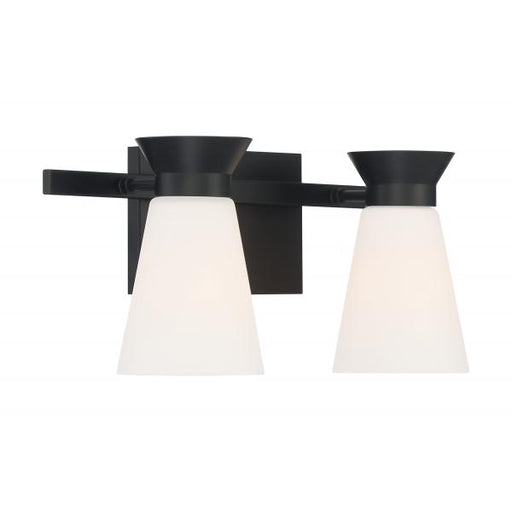 SATCO/NUVO Caleta 2-Light Wall Sconce Fixture Black Finish With Frosted Cylindrical Glass (60-7312)