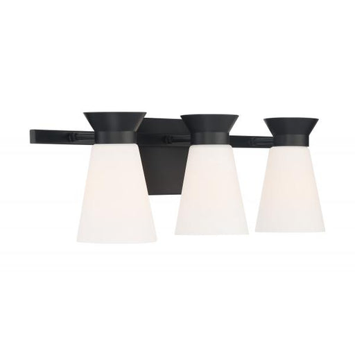 SATCO/NUVO Caleta 3-Light Wall Sconce Fixture Black Finish With Frosted Cylindrical Glass (60-7313)