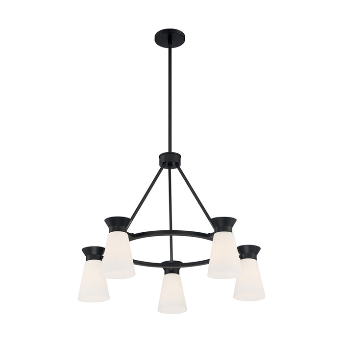 SATCO/NUVO Caleta 5-Light Chandelier Fixture Black Finish With Frosted Cylindrical Glass (60-7315)