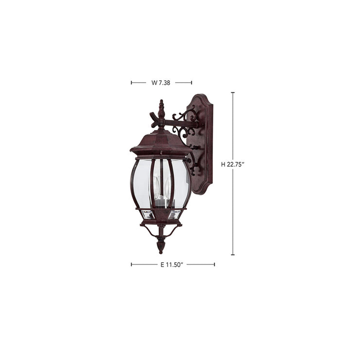 SATCO/NUVO Central Park 3-Light 22 Inch Wall Lantern With Clear Beveled Glass (60-892)