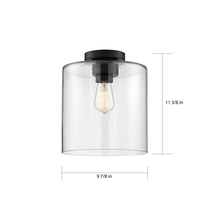 SATCO/NUVO Chantecleer 1-Light Semi-Flush Fixture Matte Black Finish With Clear Glass (60-6779)