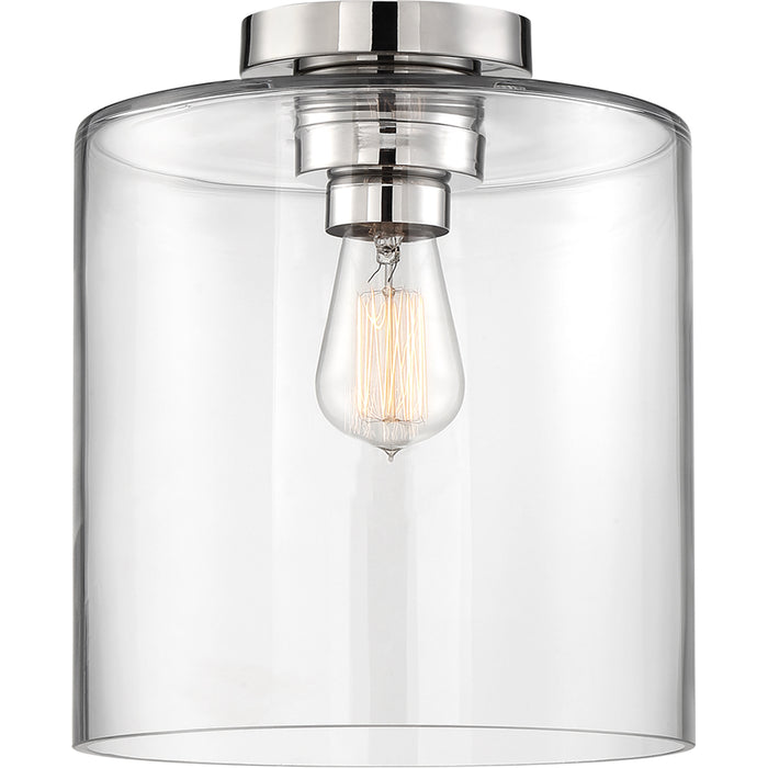 SATCO/NUVO Chantecleer 1-Light Semi-Flush Fixture Polished Nickel Finish With Clear Glass (60-6778)