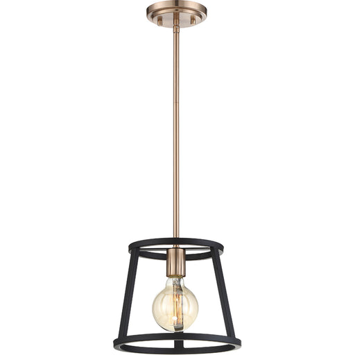 SATCO/NUVO Chassis 1-Light Miniature Pendant Fixture Copper Brushed Brass Finish With Matte Black Frame (60-6641)