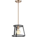 SATCO/NUVO Chassis 1-Light Miniature Pendant Fixture Copper Brushed Brass Finish With Matte Black Frame (60-6641)