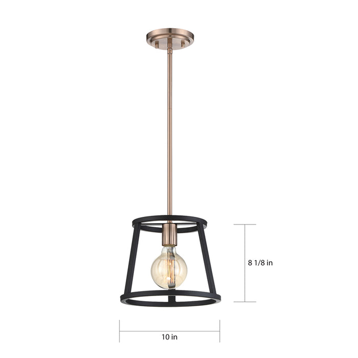 SATCO/NUVO Chassis 1-Light Miniature Pendant Fixture Copper Brushed Brass Finish With Matte Black Frame (60-6641)