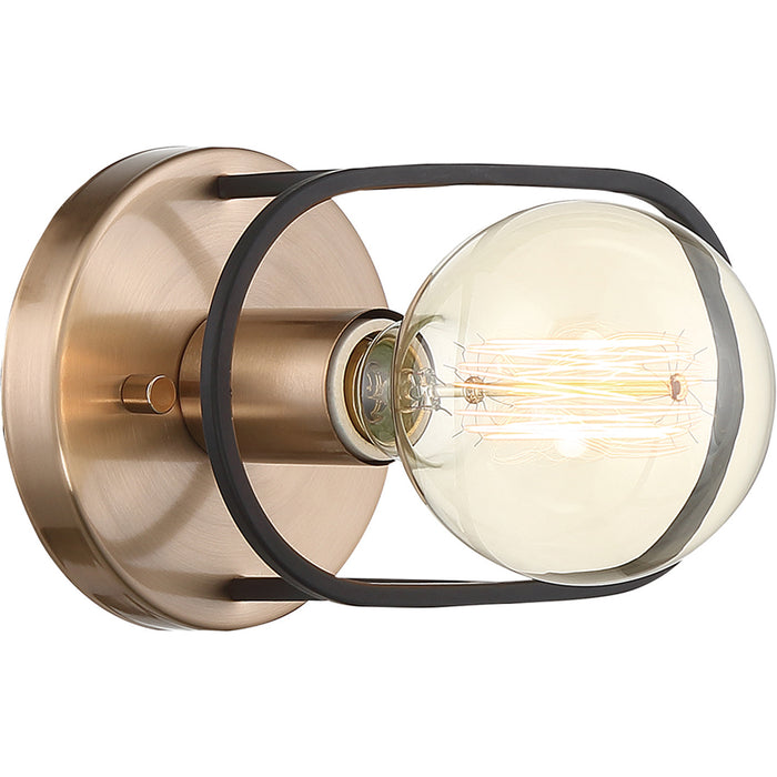 SATCO/NUVO Chassis 1-Light Wall Sconce Copper Brushed Brass Finish With Matte Black Frame (60-6651)