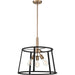 SATCO/NUVO Chassis 3-Light Pendant Fixture Copper Brushed Brass Finish With Matte Black Frame (60-6642)