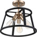 SATCO/NUVO Chassis 3-Light Semi-Flush Mount Fixture Copper Brushed Brass Finish With Matte Black Frame (60-6643)