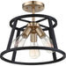 SATCO/NUVO Chassis 3-Light Semi-Flush Mount Fixture Copper Brushed Brass Finish With Matte Black Frame (60-6643)