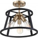 SATCO/NUVO Chassis 3-Light Semi-Flush Mount Fixture Copper Brushed Brass Finish With Matte Black Frame (60-6643)