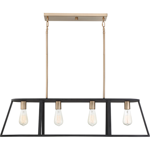 SATCO/NUVO Chassis 4-Light Island Pendant Fixture Copper Brushed Brass Finish With Matte Black Frame (60-6644)