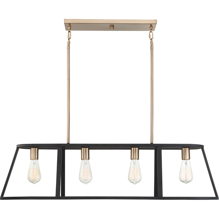 SATCO/NUVO Chassis 4-Light Island Pendant Fixture Copper Brushed Brass Finish With Matte Black Frame (60-6644)