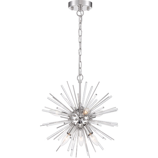 SATCO/NUVO Cirrus 6-Light Chandelier Polished Nickel Finish With Glass Rods (60-6991)