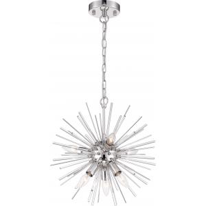 SATCO/NUVO Cirrus 6-Light Chandelier Polished Nickel Finish With Glass Rods (60-6991)