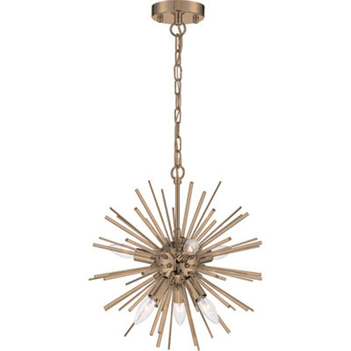 SATCO/NUVO Cirrus 6-Light Chandelier Vintage Brass Finish With Glass Rods (60-6992)