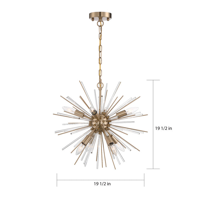 SATCO/NUVO Cirrus 8-Light Chandelier Vintage Brass Finish With Glass Rods (60-6994)