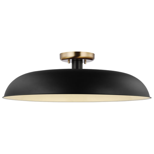 SATCO/NUVO Colony 1-Light Large Flush Mount Fixture Matte Black With Burnished Brass (60-7497)