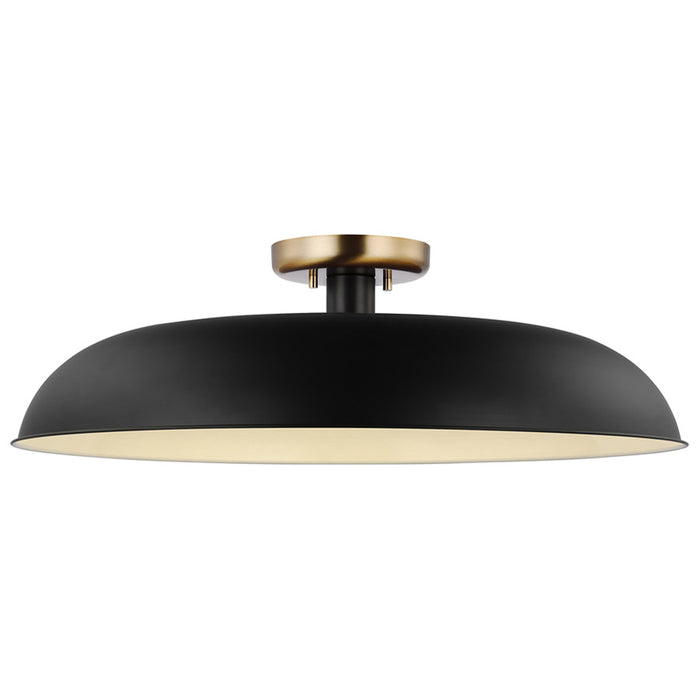 SATCO/NUVO Colony 1-Light Large Flush Mount Fixture Matte Black With Burnished Brass (60-7497)