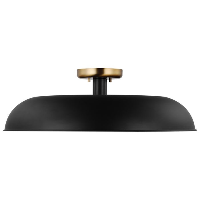SATCO/NUVO Colony 1-Light Large Flush Mount Fixture Matte Black With Burnished Brass (60-7497)