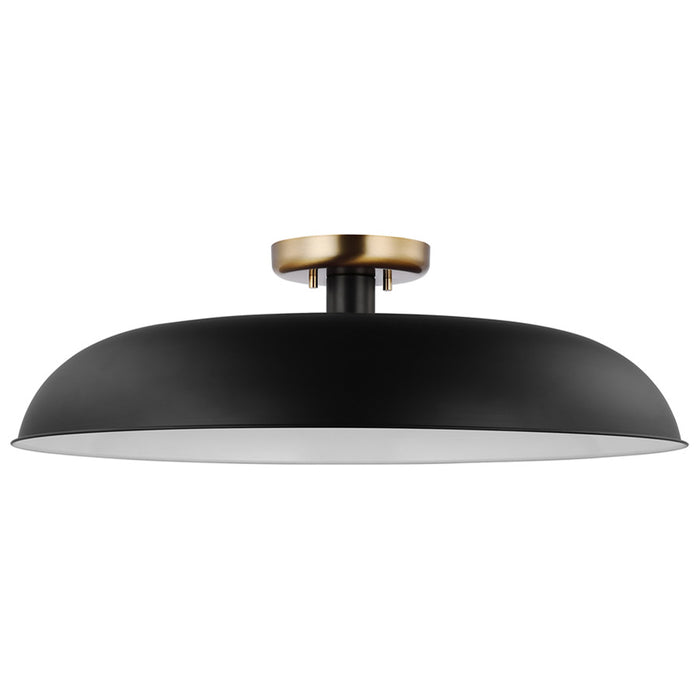 SATCO/NUVO Colony 1-Light Large Flush Mount Fixture Matte Black With Burnished Brass (60-7497)