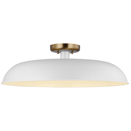 SATCO/NUVO Colony 1-Light Large Flush Mount Fixture Matte White With Burnished Brass (60-7496)