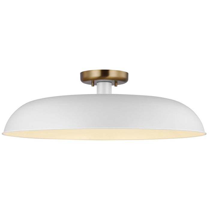 SATCO/NUVO Colony 1-Light Large Flush Mount Fixture Matte White With Burnished Brass (60-7496)