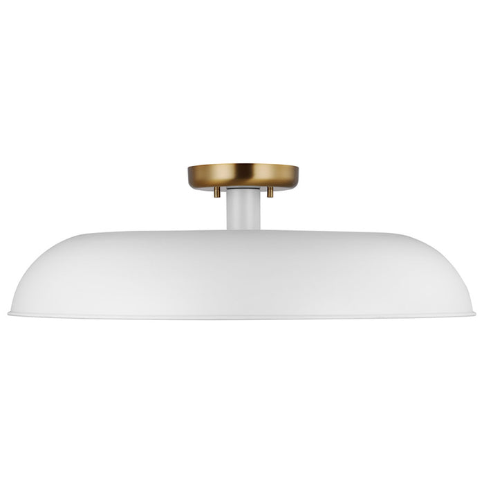 SATCO/NUVO Colony 1-Light Large Flush Mount Fixture Matte White With Burnished Brass (60-7496)